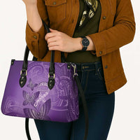 Polynesia Lupus Awareness Month Leather Bag Warrior Purple Ribbon Polynesian Butterflies LT14 - Polynesian Pride
