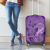 Polynesia Lupus Awareness Month Luggage Cover Warrior Purple Ribbon Polynesian Butterflies