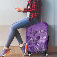 Polynesia Lupus Awareness Month Luggage Cover Warrior Purple Ribbon Polynesian Butterflies