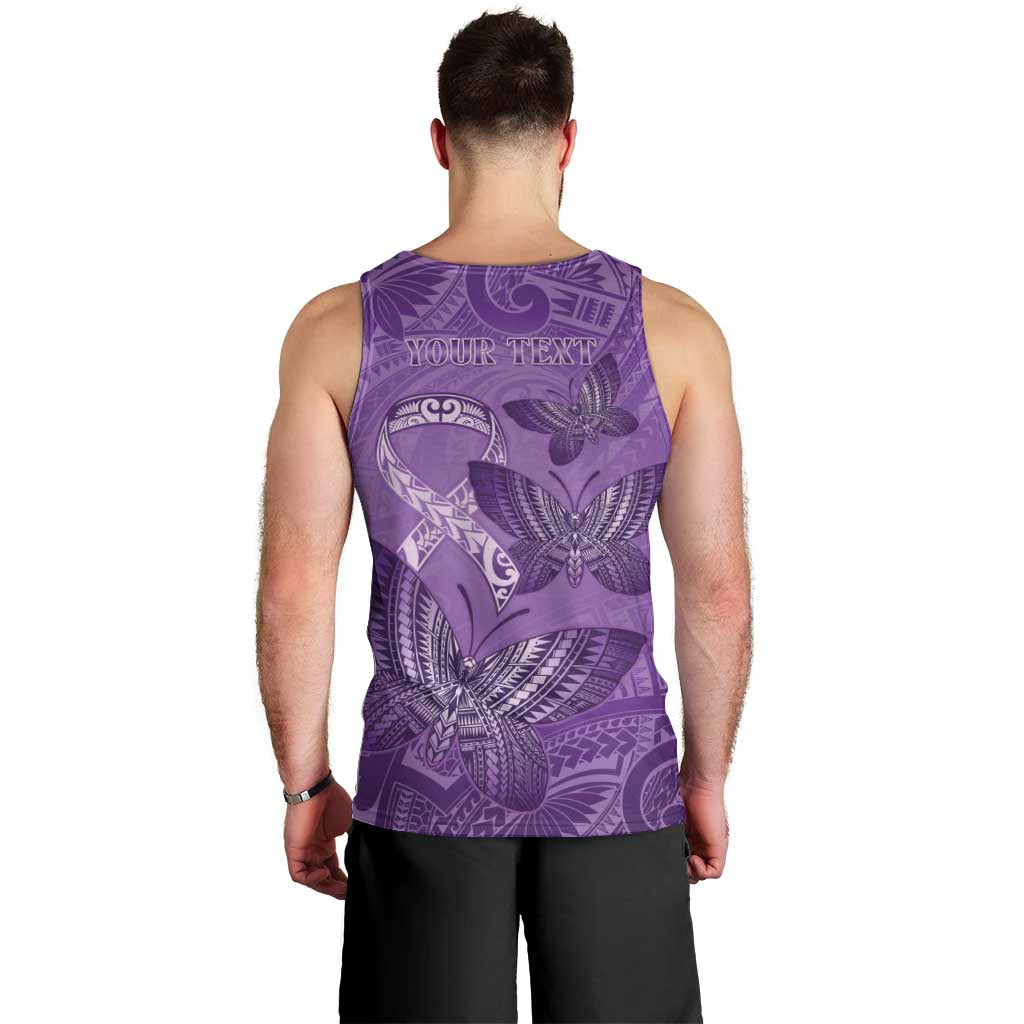 Personalised Polynesia Lupus Awareness Month Men Tank Top Warrior Purple Ribbon Polynesian Butterflies LT14 - Polynesian Pride