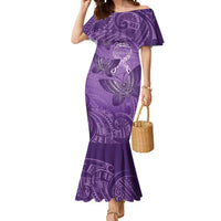 Personalised Polynesia Lupus Awareness Month Mermaid Dress Warrior Purple Ribbon Polynesian Butterflies LT14 Women Purple - Polynesian Pride