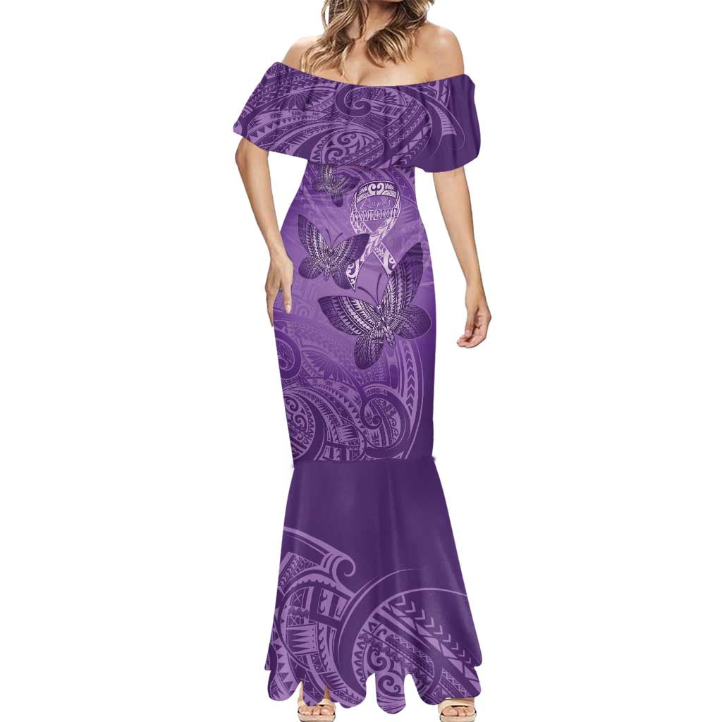 Personalised Polynesia Lupus Awareness Month Mermaid Dress Warrior Purple Ribbon Polynesian Butterflies LT14 - Polynesian Pride