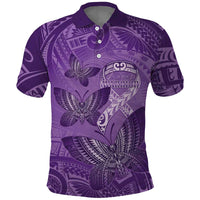 Personalised Polynesia Lupus Awareness Month Polo Shirt Warrior Purple Ribbon Polynesian Butterflies LT14 Purple - Polynesian Pride