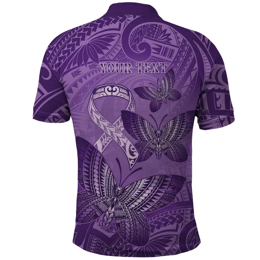 Personalised Polynesia Lupus Awareness Month Polo Shirt Warrior Purple Ribbon Polynesian Butterflies LT14 - Polynesian Pride