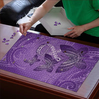 Polynesia Lupus Awareness Month Puzzle Warrior Purple Ribbon Polynesian Butterflies LT14 - Polynesian Pride