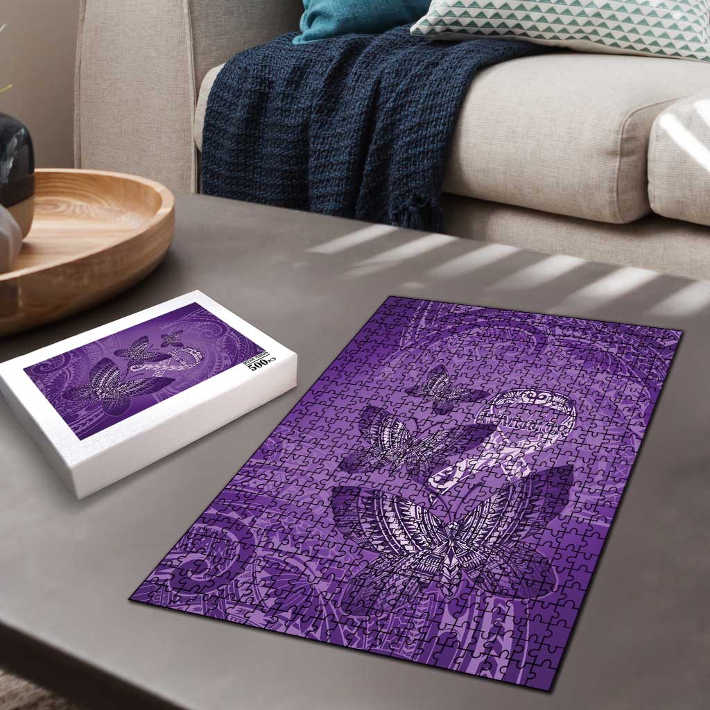 Polynesia Lupus Awareness Month Puzzle Warrior Purple Ribbon Polynesian Butterflies LT14 - Polynesian Pride