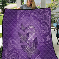 Polynesia Lupus Awareness Month Quilt Warrior Purple Ribbon Polynesian Butterflies LT14 Purple - Polynesian Pride