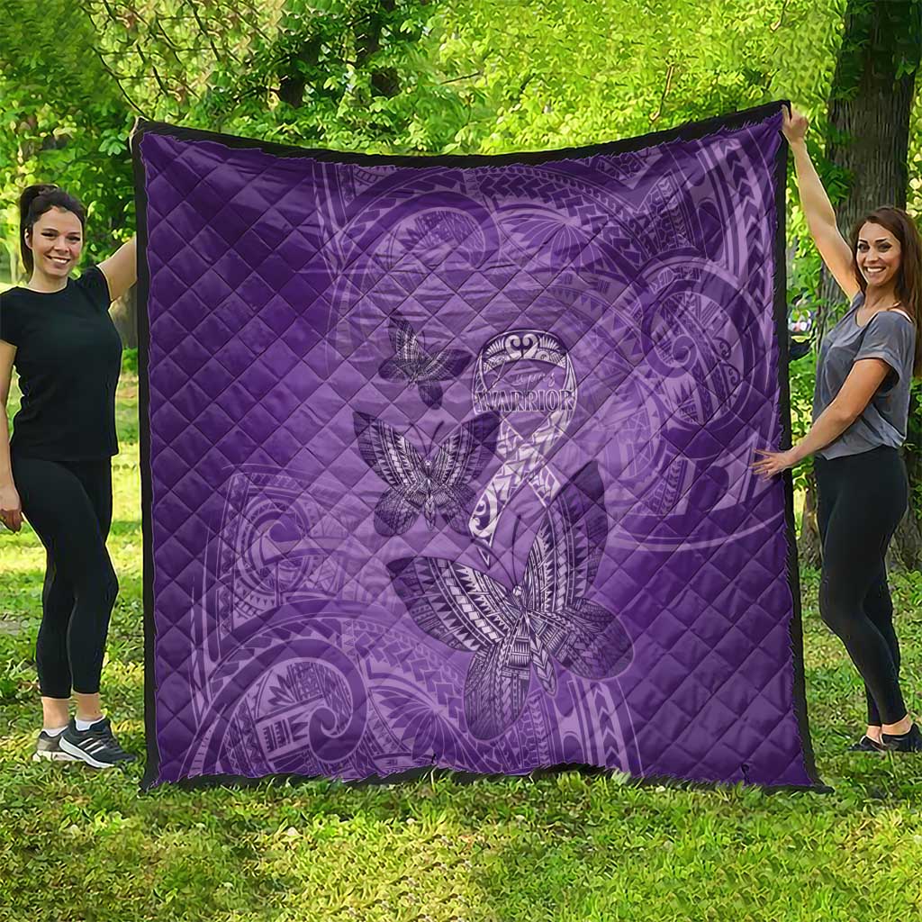 Polynesia Lupus Awareness Month Quilt Warrior Purple Ribbon Polynesian Butterflies LT14 - Polynesian Pride