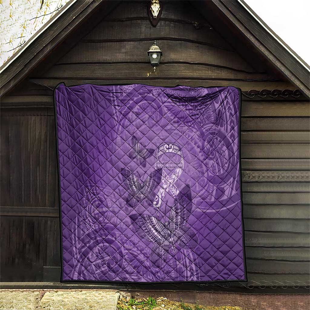 Polynesia Lupus Awareness Month Quilt Warrior Purple Ribbon Polynesian Butterflies LT14 - Polynesian Pride