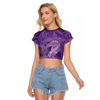 Personalised Polynesia Lupus Awareness Month Raglan Cropped T Shirt Warrior Purple Ribbon Polynesian Butterflies