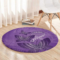 Polynesia Lupus Awareness Month Round Carpet Warrior Purple Ribbon Polynesian Butterflies LT14 - Polynesian Pride