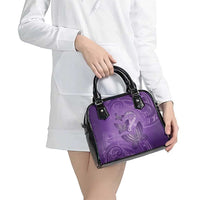 Polynesia Lupus Awareness Month Shoulder Handbag Warrior Purple Ribbon Polynesian Butterflies LT14 - Polynesian Pride