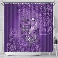 Polynesia Lupus Awareness Month Shower Curtain Warrior Purple Ribbon Polynesian Butterflies LT14 - Polynesian Pride