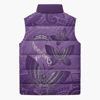 Personalised Polynesia Lupus Awareness Month Sleeveless Puffer Jacket Warrior Purple Ribbon Polynesian Butterflies LT14 - Polynesian Pride