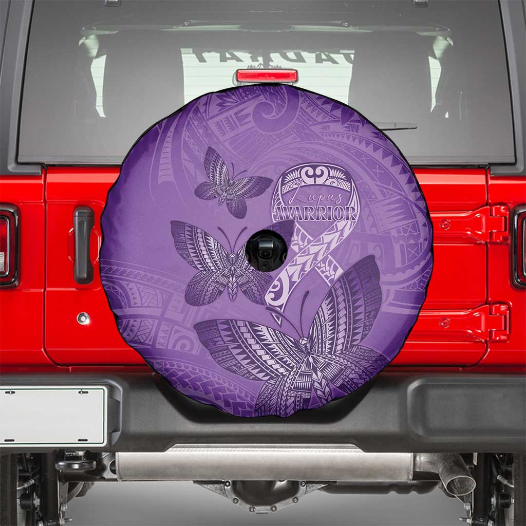 Polynesia Lupus Awareness Month Spare Tire Cover Warrior Purple Ribbon Polynesian Butterflies LT14 - Polynesian Pride