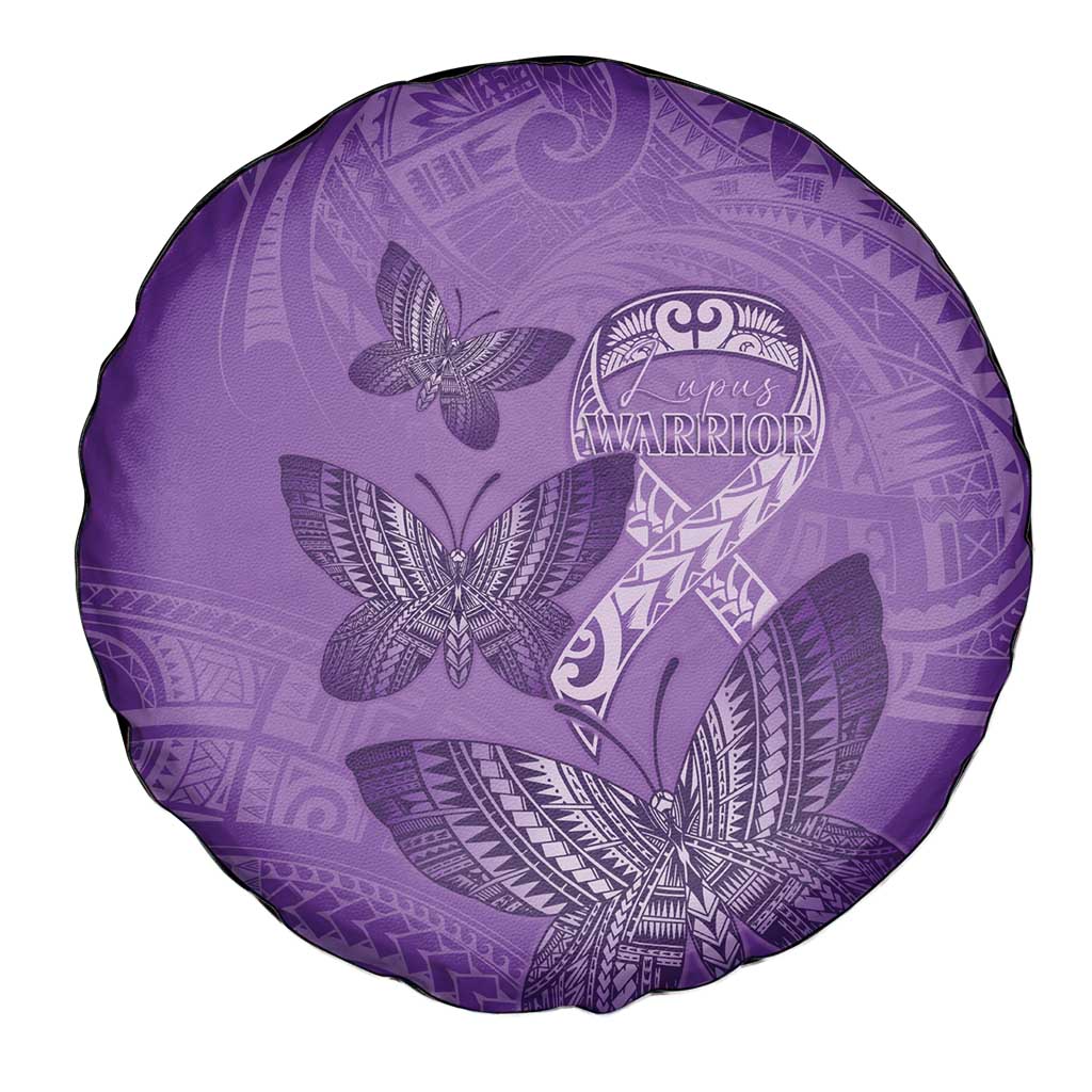 Polynesia Lupus Awareness Month Spare Tire Cover Warrior Purple Ribbon Polynesian Butterflies LT14 - Polynesian Pride