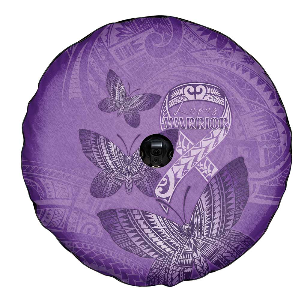 Polynesia Lupus Awareness Month Spare Tire Cover Warrior Purple Ribbon Polynesian Butterflies LT14 - Polynesian Pride