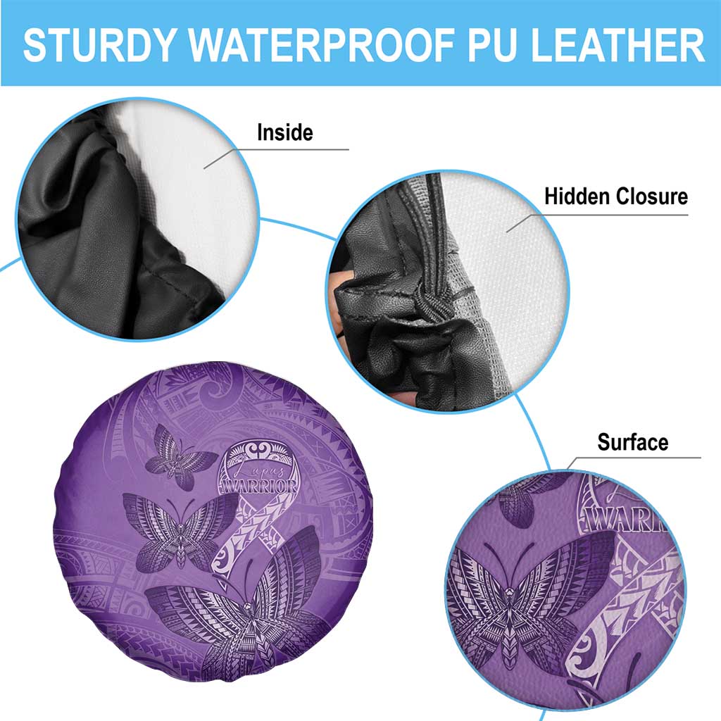 Polynesia Lupus Awareness Month Spare Tire Cover Warrior Purple Ribbon Polynesian Butterflies LT14 - Polynesian Pride