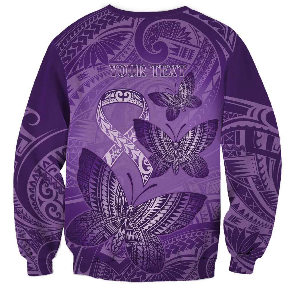 Personalised Polynesia Lupus Awareness Month Sweatshirt Warrior Purple Ribbon Polynesian Butterflies LT14 - Polynesian Pride
