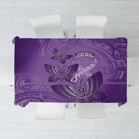 Polynesia Lupus Awareness Month Tablecloth Warrior Purple Ribbon Polynesian Butterflies LT14 Purple - Polynesian Pride