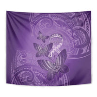 Polynesia Lupus Awareness Month Tapestry Warrior Purple Ribbon Polynesian Butterflies LT14 - Polynesian Pride
