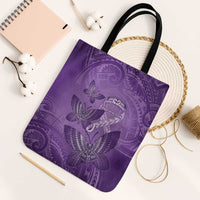Polynesia Lupus Awareness Month Tote Bag Warrior Purple Ribbon Polynesian Butterflies LT14 Black Strap One Size Purple - Polynesian Pride