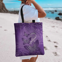 Polynesia Lupus Awareness Month Tote Bag Warrior Purple Ribbon Polynesian Butterflies LT14 - Polynesian Pride