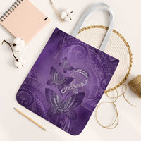 Polynesia Lupus Awareness Month Tote Bag Warrior Purple Ribbon Polynesian Butterflies LT14 White Strap One Size Purple - Polynesian Pride