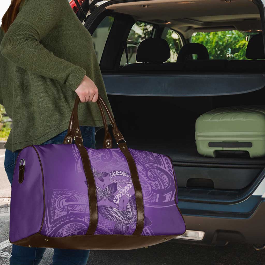Polynesia Lupus Awareness Month Travel Bag Warrior Purple Ribbon Polynesian Butterflies LT14 - Polynesian Pride