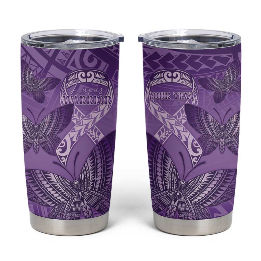 Personalised Polynesia Lupus Awareness Month Tumbler Cup Warrior Purple Ribbon Polynesian Butterflies LT14 Purple - Polynesian Pride