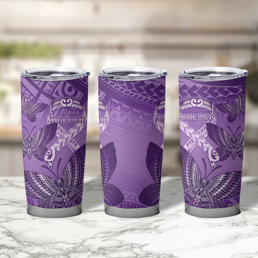 Personalised Polynesia Lupus Awareness Month Tumbler Cup Warrior Purple Ribbon Polynesian Butterflies LT14 - Polynesian Pride