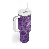 Personalised Polynesia Lupus Awareness Month Tumbler With Handle Warrior Purple Ribbon Polynesian Butterflies LT14 - Polynesian Pride