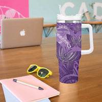 Personalised Polynesia Lupus Awareness Month Tumbler With Handle Warrior Purple Ribbon Polynesian Butterflies LT14 - Polynesian Pride