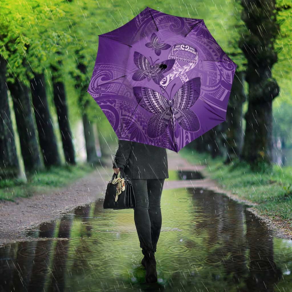 Polynesia Lupus Awareness Month Umbrella Warrior Purple Ribbon Polynesian Butterflies LT14 - Polynesian Pride