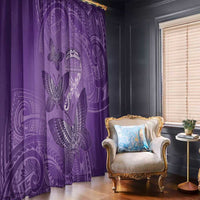 Polynesia Lupus Awareness Month Window Curtain Warrior Purple Ribbon Polynesian Butterflies LT14 - Polynesian Pride