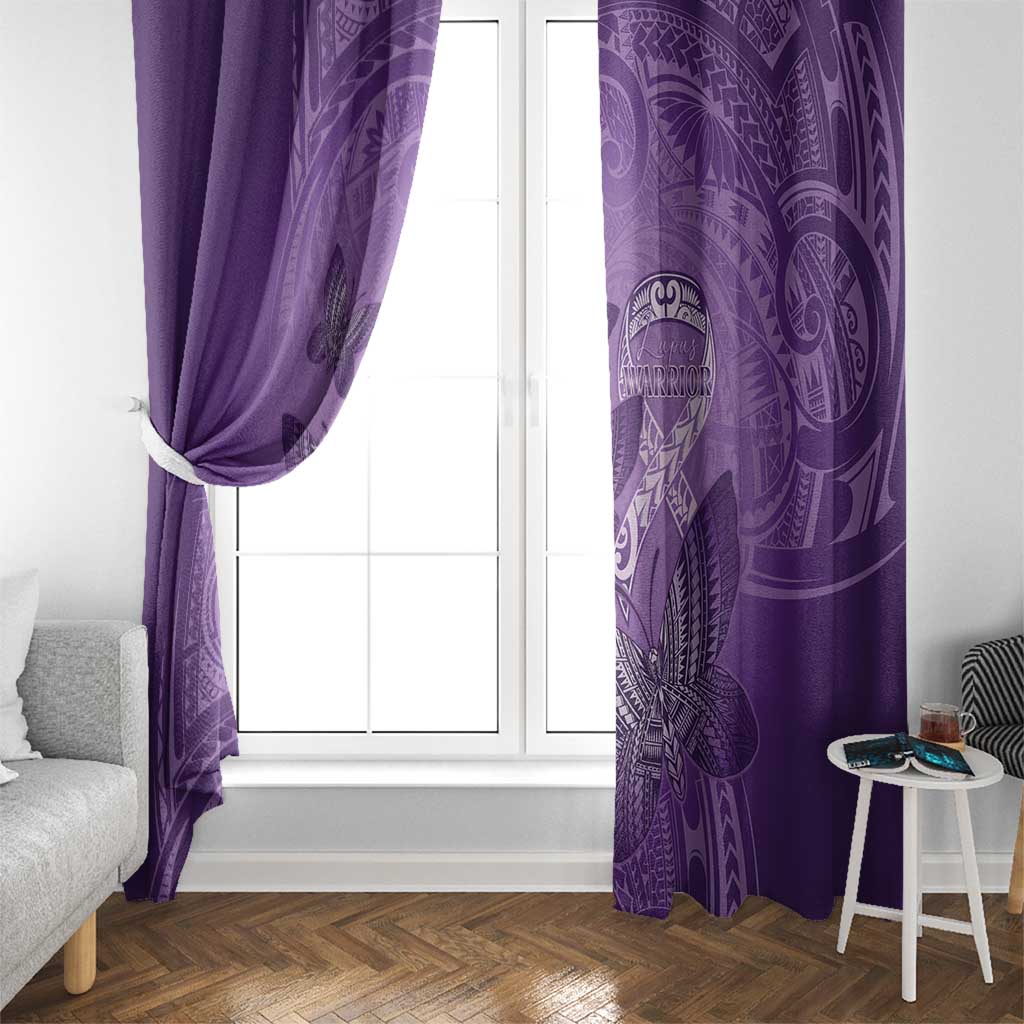 Polynesia Lupus Awareness Month Window Curtain Warrior Purple Ribbon Polynesian Butterflies LT14 - Polynesian Pride