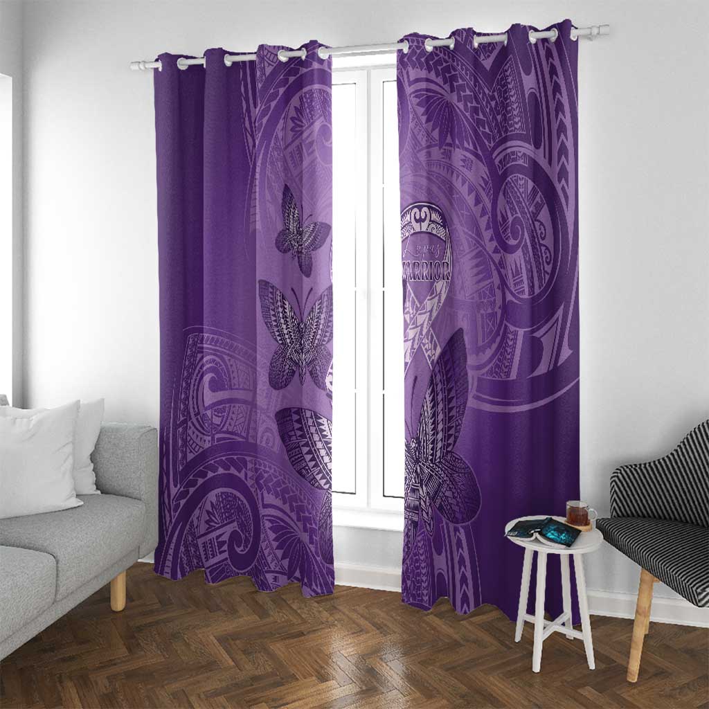 Polynesia Lupus Awareness Month Window Curtain Warrior Purple Ribbon Polynesian Butterflies LT14 With Grommets Purple - Polynesian Pride