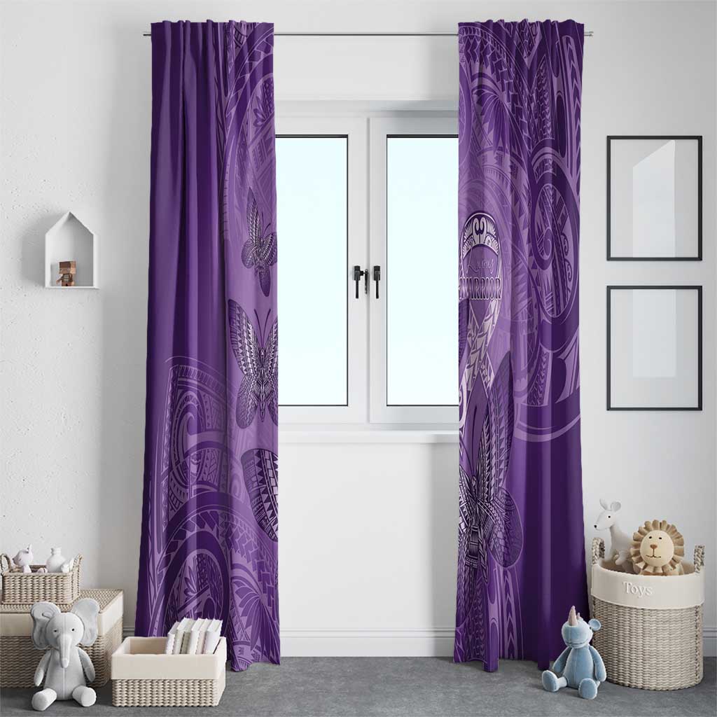 Polynesia Lupus Awareness Month Window Curtain Warrior Purple Ribbon Polynesian Butterflies LT14 - Polynesian Pride