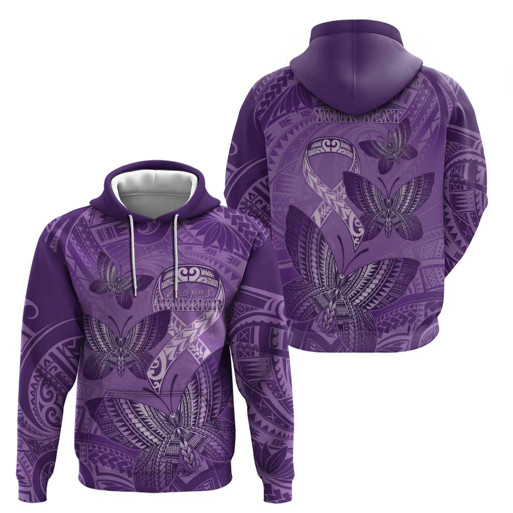 Personalised Polynesia Lupus Awareness Month Zip Hoodie Warrior Purple Ribbon Polynesian Butterflies LT14 - Polynesian Pride
