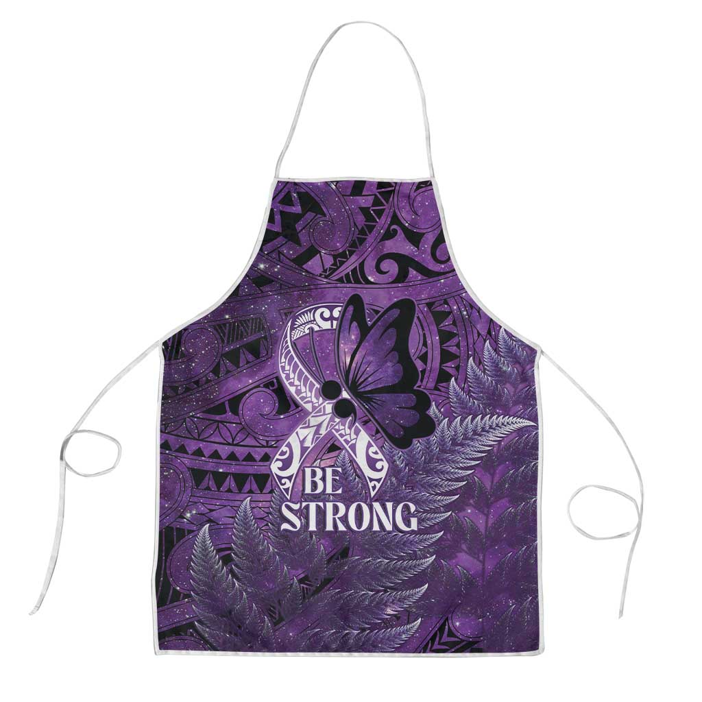 Lupus Awareness Month New Zealand Apron Be Strong Warrior Maori Silver Fern LT14 Purple - Polynesian Pride