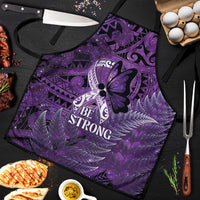 Lupus Awareness Month New Zealand Apron Be Strong Warrior Maori Silver Fern LT14 Purple - Polynesian Pride
