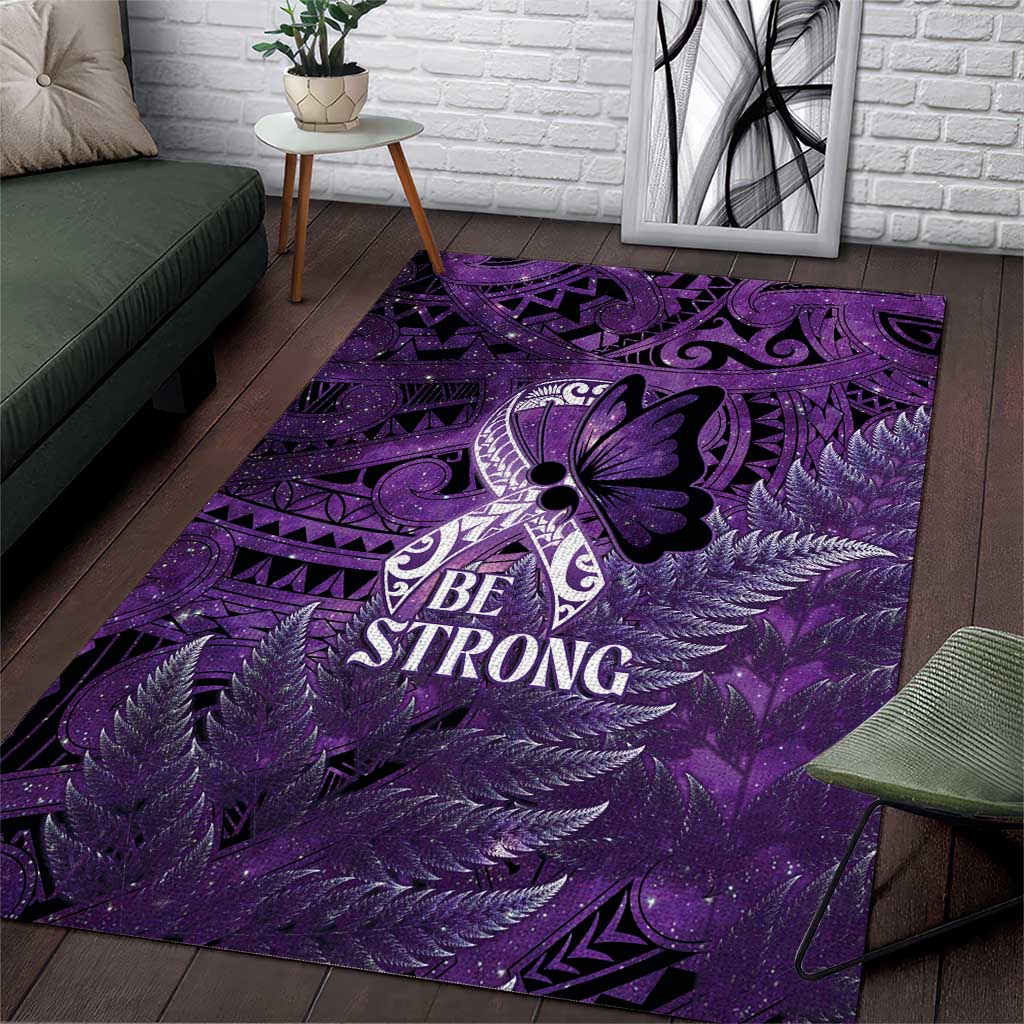 Lupus Awareness Month New Zealand Area Rug Be Strong Warrior Maori Silver Fern