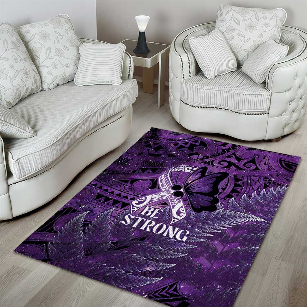 Lupus Awareness Month New Zealand Area Rug Be Strong Warrior Maori Silver Fern LT14 - Polynesian Pride