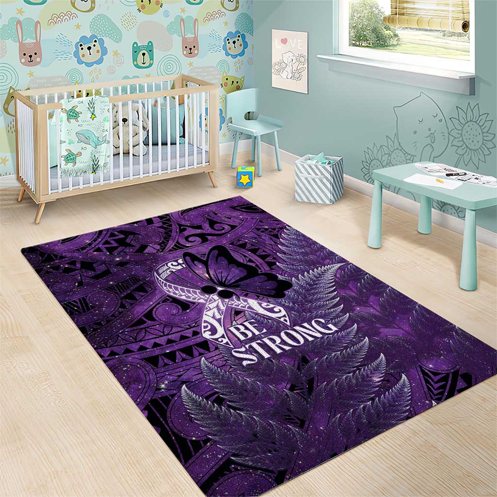 Lupus Awareness Month New Zealand Area Rug Be Strong Warrior Maori Silver Fern LT14 - Polynesian Pride
