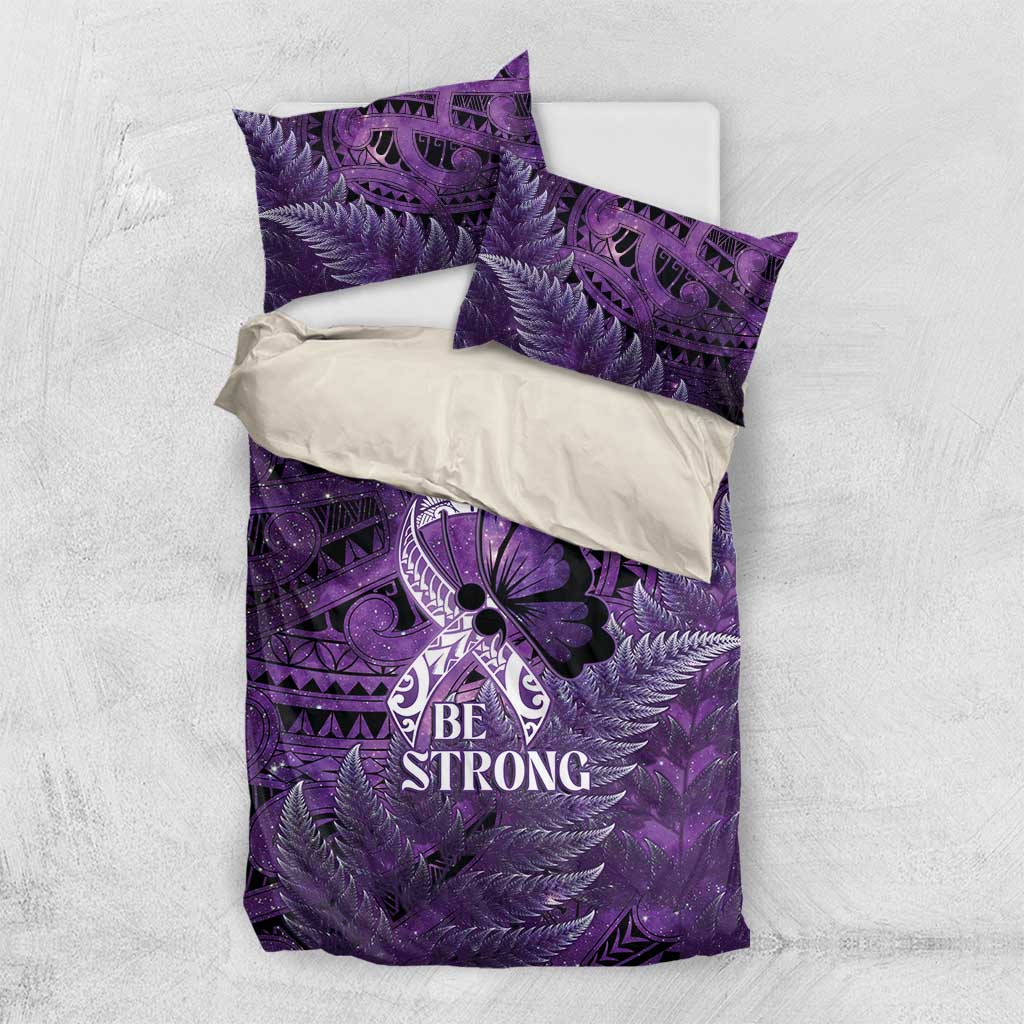 Lupus Awareness Month New Zealand Bedding Set Be Strong Warrior Maori Silver Fern LT14 US Twin 172cm x 218cm Purple - Polynesian Pride