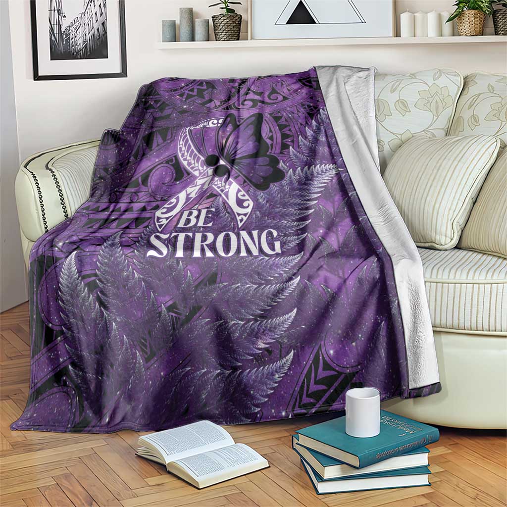 Lupus Awareness Month New Zealand Blanket Be Strong Warrior Maori Silver Fern LT14 Purple - Polynesian Pride