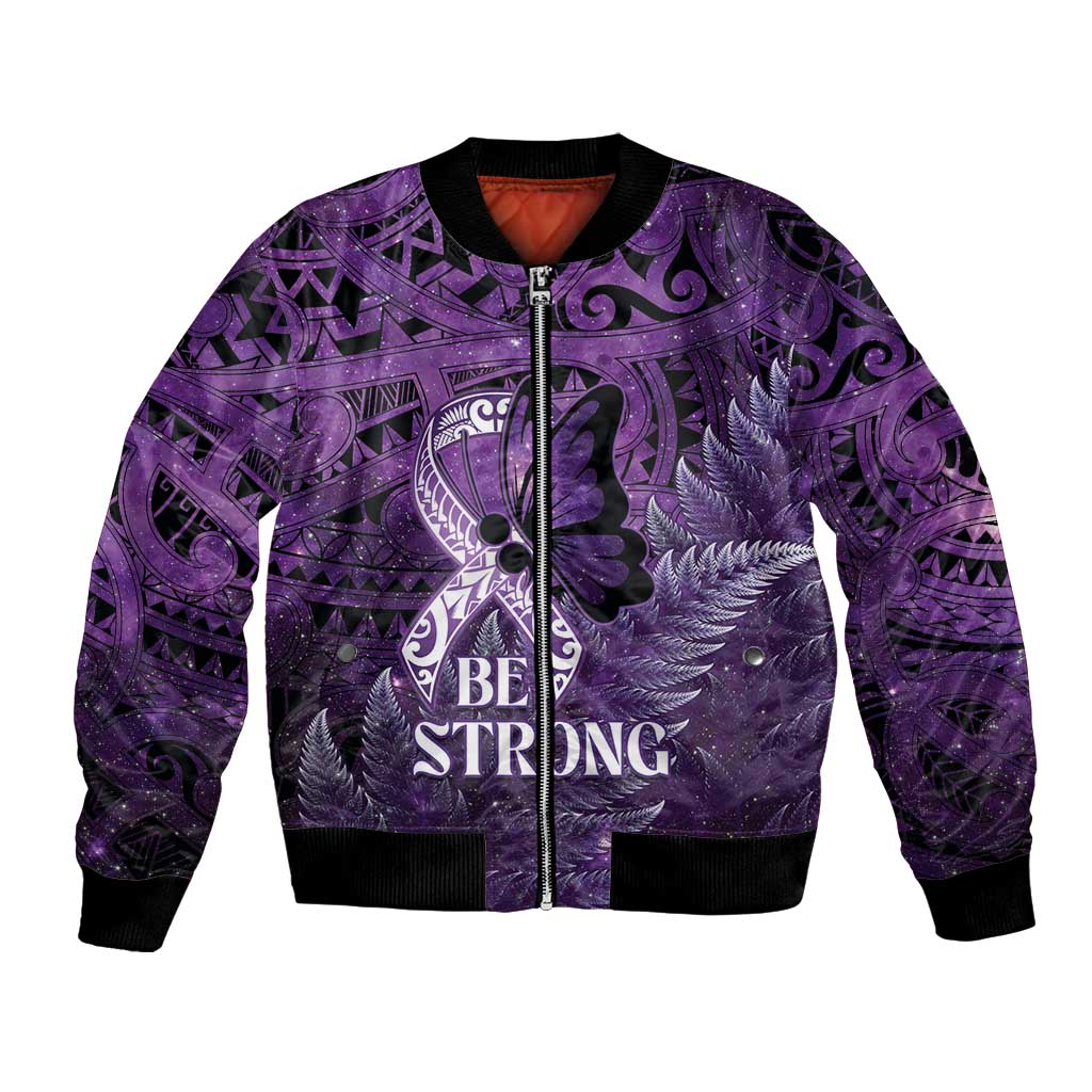 Lupus Awareness Month New Zealand Bomber Jacket Be Strong Warrior Maori Silver Fern LT14 Unisex Purple - Polynesian Pride