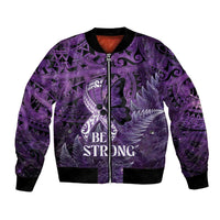 Lupus Awareness Month New Zealand Bomber Jacket Be Strong Warrior Maori Silver Fern LT14 Unisex Purple - Polynesian Pride