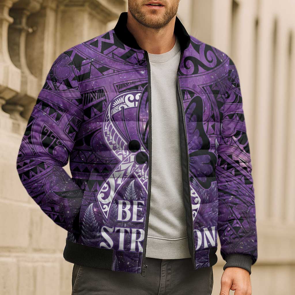 Lupus Awareness Month New Zealand Bomber Puffer Jacket Be Strong Warrior Maori Silver Fern LT14 - Polynesian Pride