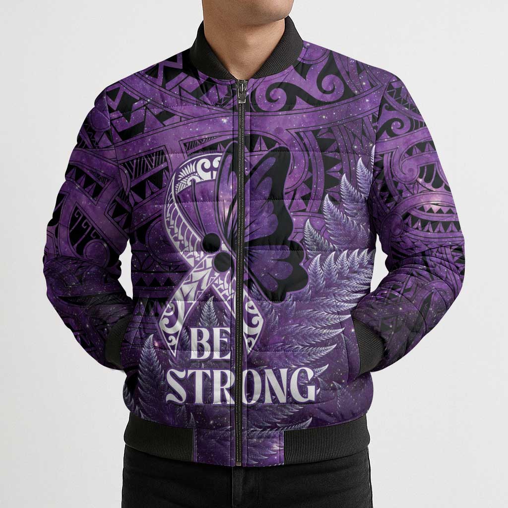 Lupus Awareness Month New Zealand Bomber Puffer Jacket Be Strong Warrior Maori Silver Fern LT14 - Polynesian Pride